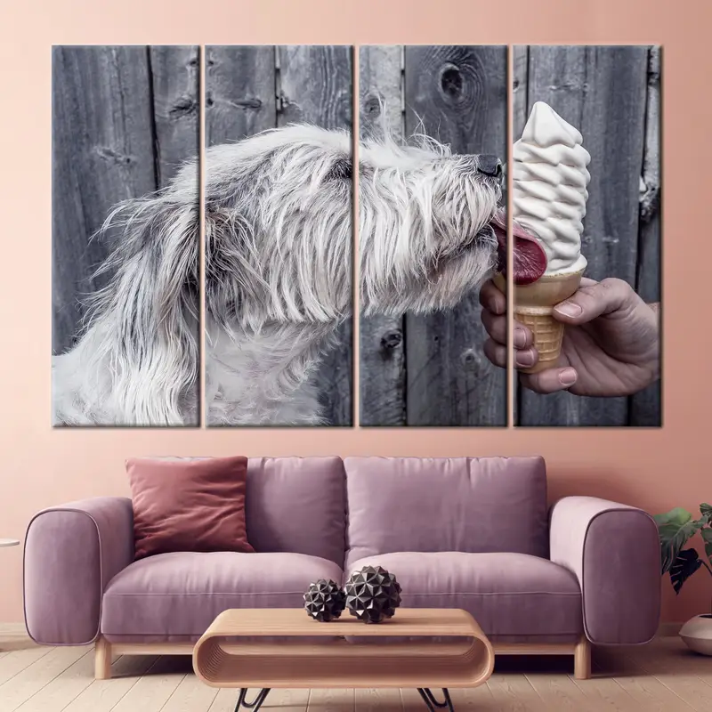 Dog Ice Cream Canvas, Dog Canvas, Dog Eating Ice Cream Art, Dog Wall Art, Dog Wall Decor, Animal Wall Art, Animal Canvas, Ice Cream Canvas, - 8