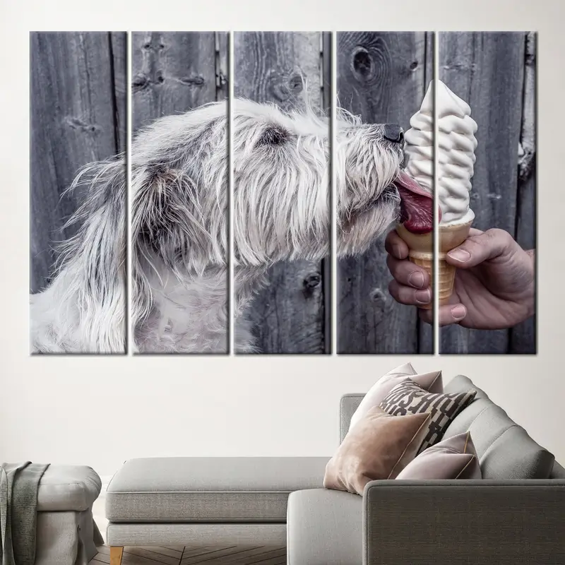 Dog Ice Cream Canvas, Dog Canvas, Dog Eating Ice Cream Art, Dog Wall Art, Dog Wall Decor, Animal Wall Art, Animal Canvas, Ice Cream Canvas, - 9