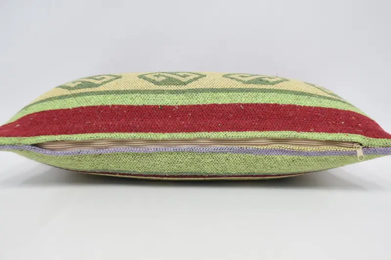 Cushion, Office Chair Pillow, Ethnical Kilim Rug Pillow, 12x24 Green Cushion Cover, Traditional Pillow Case, Vintage Pillow, Boho Pillow Sham Cover - 6