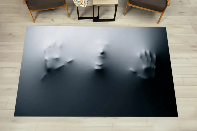 モダンなオフィスやリビングルームに最適なエレガントな抽象プリントラグ