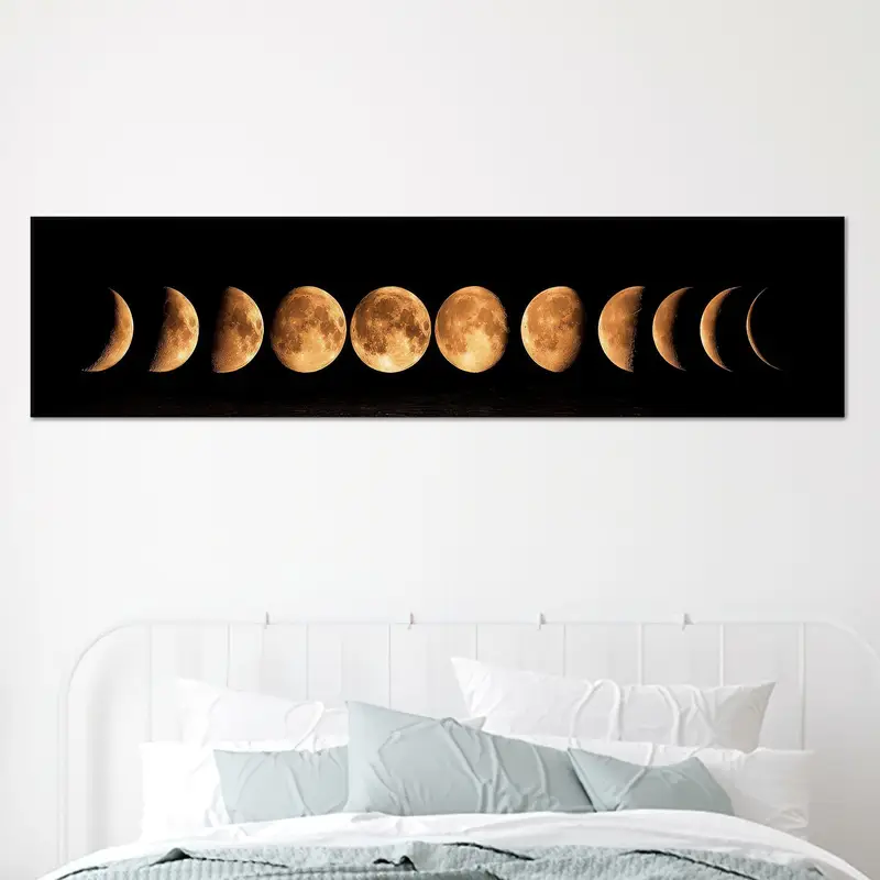 Trendy Lunar Eclipse Canvas: Full Moon Sky Landscape Art