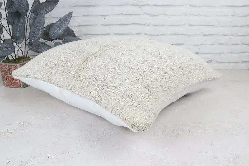 Ottoman Cushion Case, Pillow Cover, Boho Pillow Sham Cover, Pet Cushion Cover, Turkish Kilim Pillow, Antique Pillows, 22x22 White Pillow Case - 7