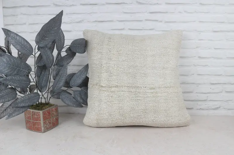 Ottoman Cushion Case, Pillow Cover, Boho Pillow Sham Cover, Pet Cushion Cover, Turkish Kilim Pillow, Antique Pillows, 22x22 White Pillow Case - 1