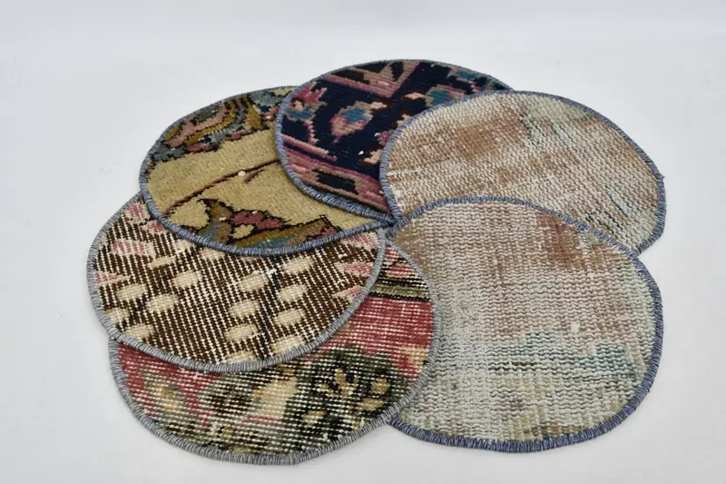 ボヘミアン サークル プレースマット、オレンジとブロンズのコットンウール ダイニング アクセサリー