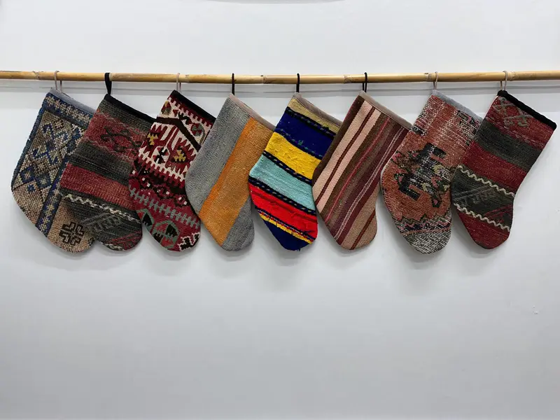 Festive Christmas Ornaments Pattern, 7-Inch Wide Holiday Stocking