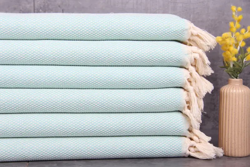 Custom Kitchen Towel Mint Polka Dot Turkish Organic Cotton, 18x36 Inches