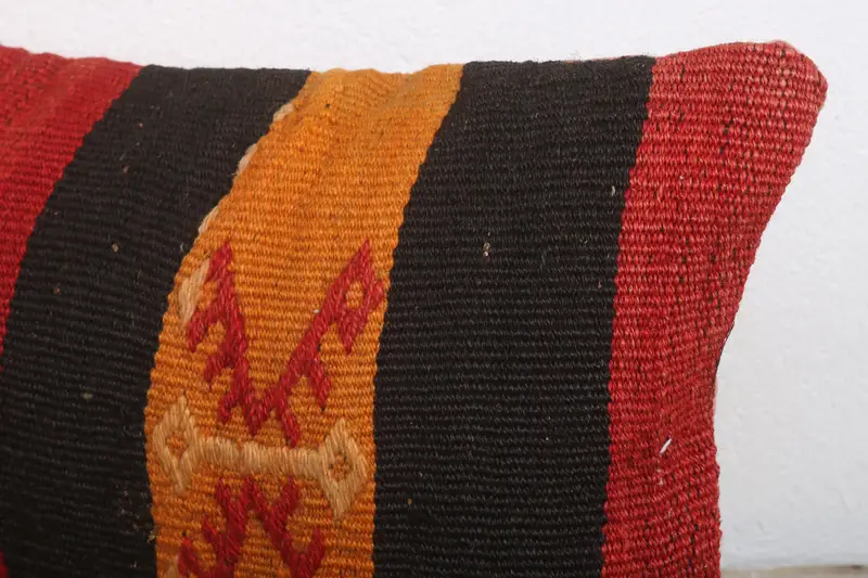 Bolster Throw Pillow, Handwoven Pillow Case, Boho Chic Pillow Case, Kilim Pillow, Pillow, 12x20 Red Cushion Cover, Pillow for Sofa, Antique Pillows - 5
