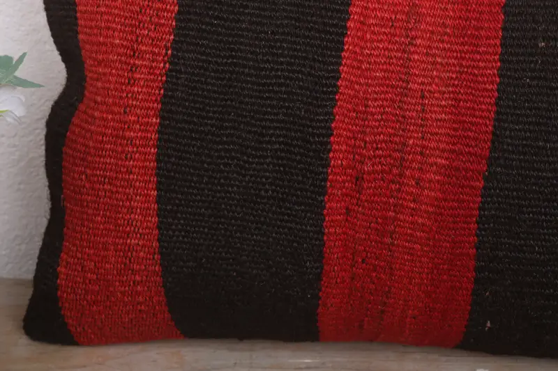 Bolster Throw Pillow, Handwoven Pillow Case, Boho Chic Pillow Case, Kilim Pillow, Pillow, 12x20 Red Cushion Cover, Pillow for Sofa, Antique Pillows - 3
