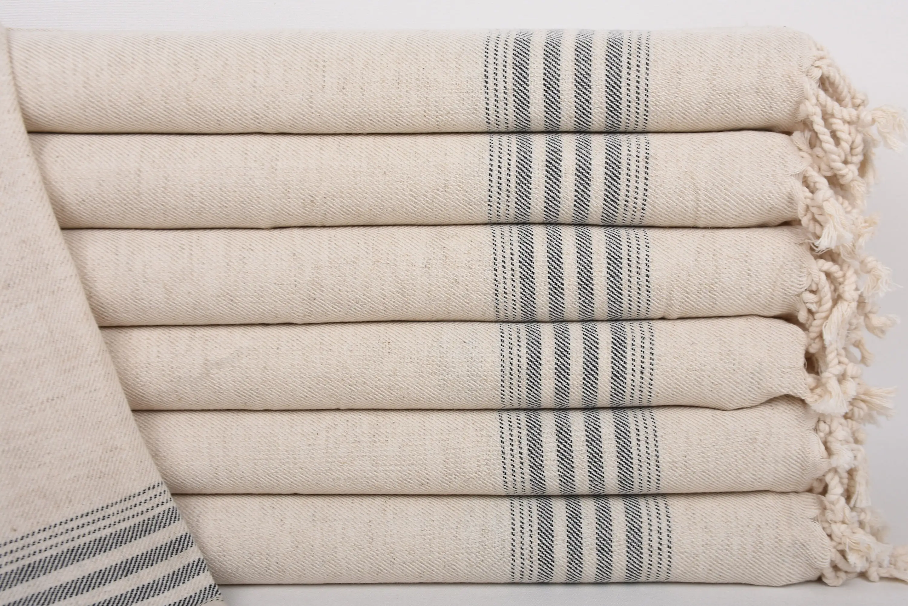 Embroidered Dish Towel Hand Towel Black Striped Towel, 18x36 Inches - 1