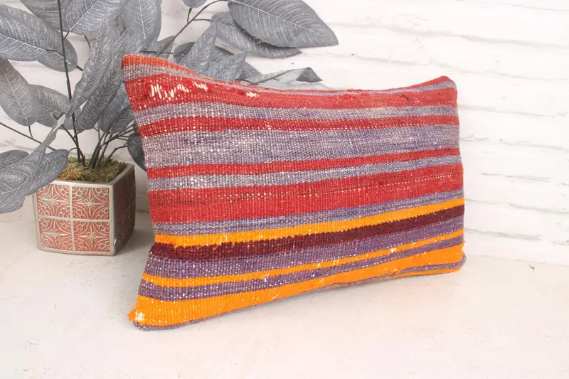 Customized Pillow Cover, Cushion Case, Antique Pillows, Ethnical Kilim Rug Pillow, Gift Pillow, 12x20 Red Pillow Case, Oriental Cushion Case - 3
