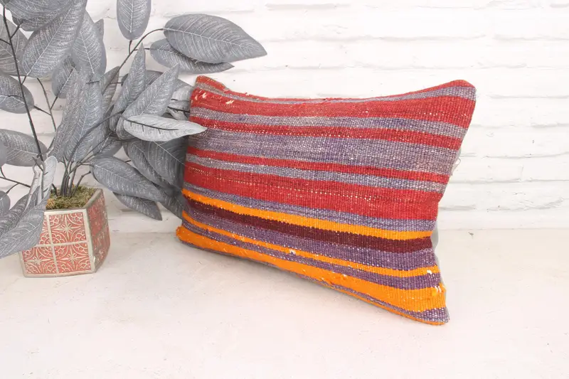 Customized Pillow Cover, Cushion Case, Antique Pillows, Ethnical Kilim Rug Pillow, Gift Pillow, 12x20 Red Pillow Case, Oriental Cushion Case - 4