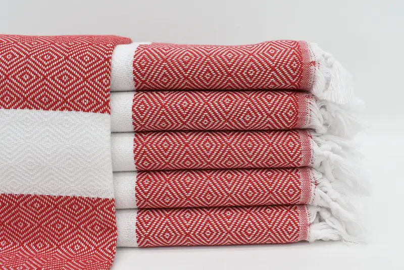 Red Turkish Towel Organic Cotton Diamond, 40x70 Inches - Product image 1