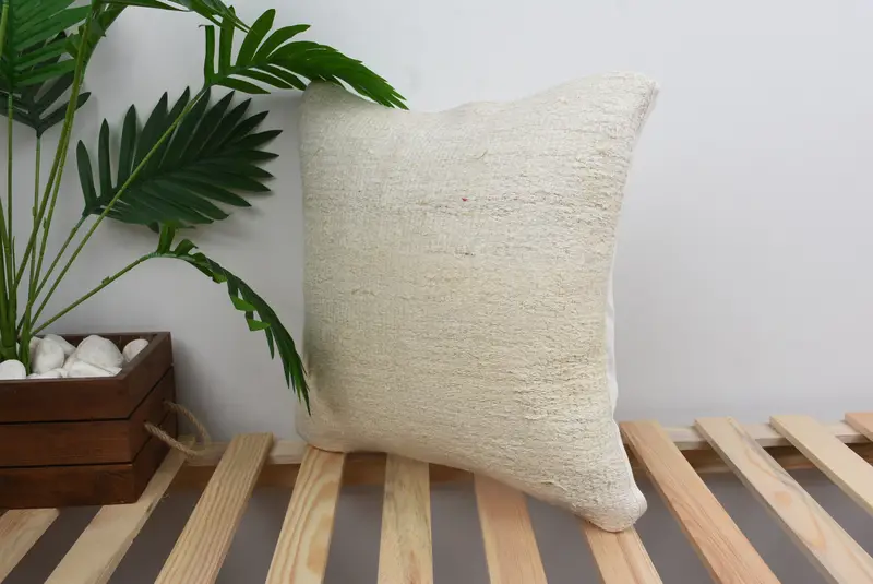 Pillow Cover, Pillow for Sofa, Vintage Kilim Pillow, Bright Pillow Case, 16x16 White Pillow Sham, Ethnical Kilim Rug Pillow, Anatolian Cushion Cover - 5