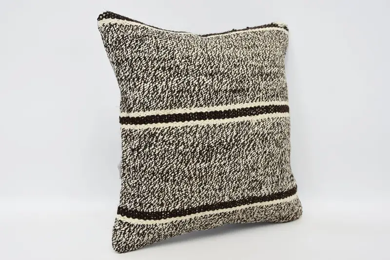 Pillow Sham, Custom Cushion, Kilim Pillow, Boho Pillow, Vintage Pillow, Garden Pillow, Retro Pillow Sham, Patio Pillow, 12x12 Brown Pillow Cover - 3