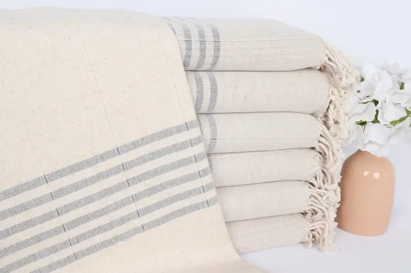 Travel towel, Welcome Wedding Gift, Valentines Day Gift For Her, 68x36 Linen Striped Towel, Bachelorette Party Decorations, Custom Beach Towel - 1