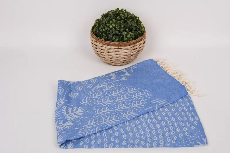 Handmade Gift, Bachelor Gift, Absorbent towel, Handwoven organic Turkish towel for spa, Quick-dry towel, 68x40 Cotton Mountain Design Towel - 4