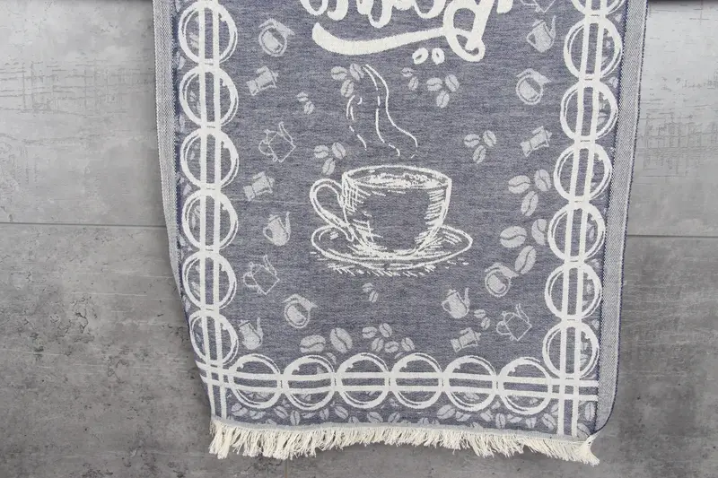 Dish Towel Dark Navy Blue Coffee Patterned Towel, 20x28 Inches