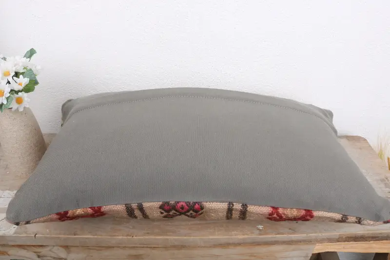 Pillow Case, Authentic Pillow Case, Sofa Pillow, Pillow for Sofa, Vintage Pillow, Turkish Kilim Pillow, Handwoven Pillow Case, 12x20 Beige Pillow - 7