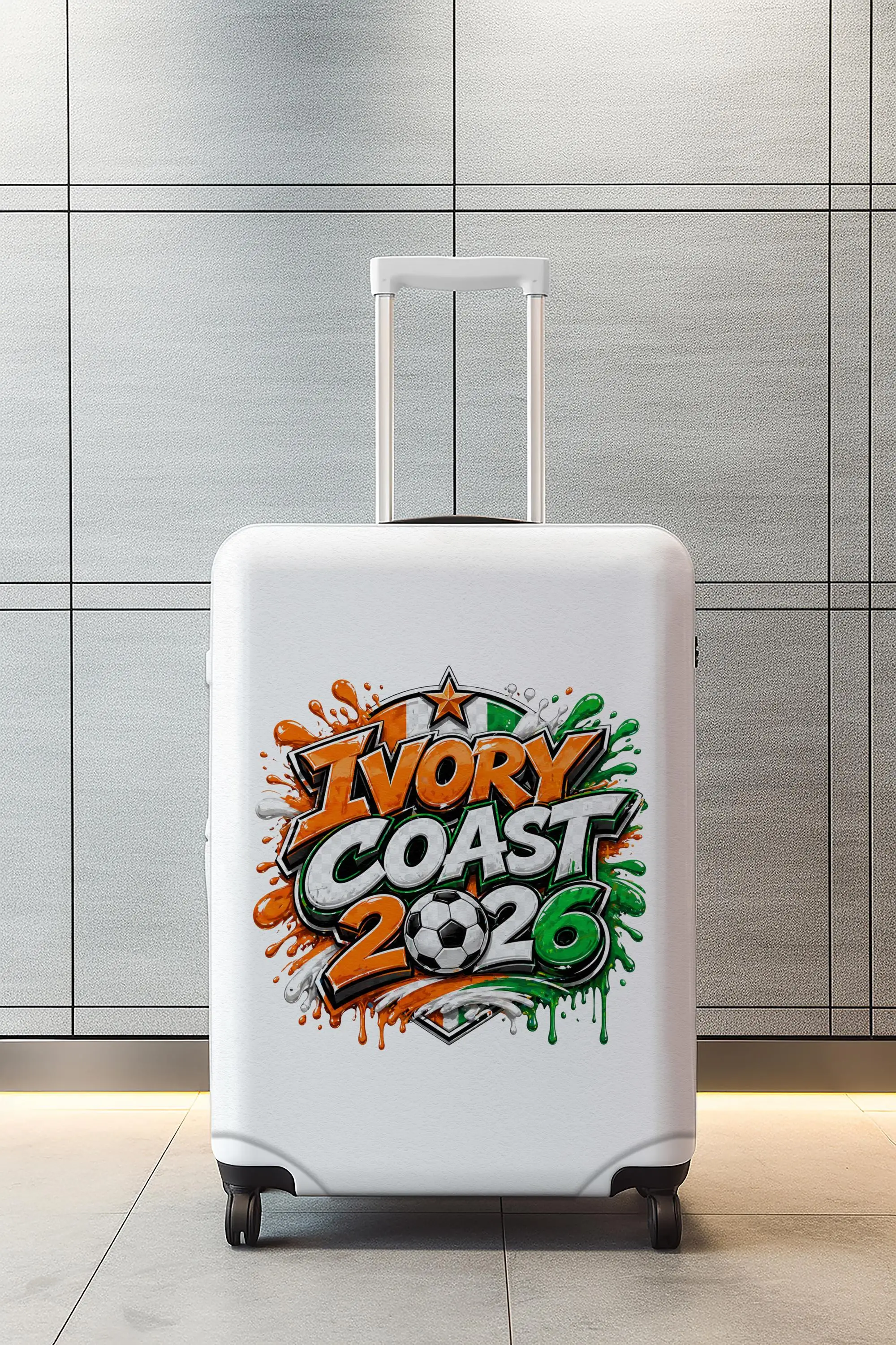 Elfenbeinfarbener Fußball-Gepäckbezug, 2026 Fan-Kofferschutz, individuelle Reisehülle - 1