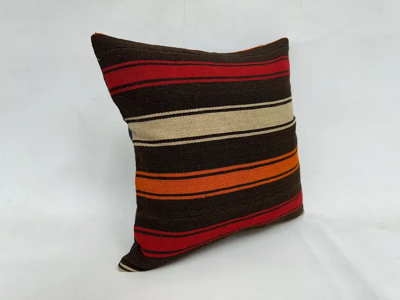 Ein einzigartiges Kissen, Vintage -Kilim -Kissen, Kissenschein, Vintage -Kilim -Kissen, türkisches Kilim -Kissen, 20x20 braune Kissenbedeckung, ethnisches Kissen - 3
