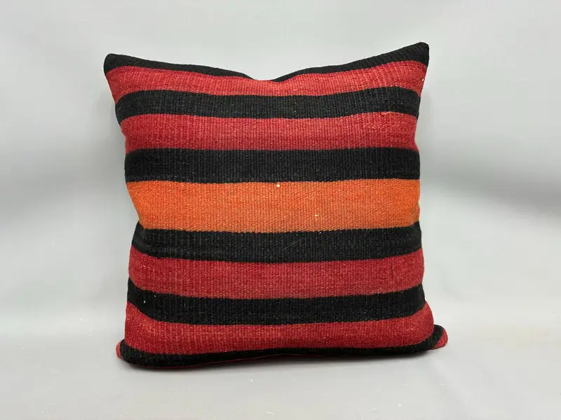 Interior Designer Pillow, Ottoman Cushion, Cushion Case, 24x24 Red Cushion Cover, Kilim Cushion Sham, Pillow for Couch, Couch Pillow Cover - 4