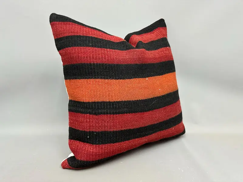 Interior Designer Pillow, Ottoman Cushion, Cushion Case, 24x24 Red Cushion Cover, Kilim Cushion Sham, Pillow for Couch, Couch Pillow Cover - 2