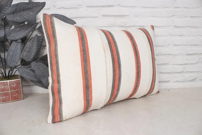 Natural Cushion, Turkish Kilim Pillow, Pillow Case, Throw Kilim Pillow, Decorative Pillow Sham, 16x24 Beige Cushion Cover, Pillow for Couch - 3