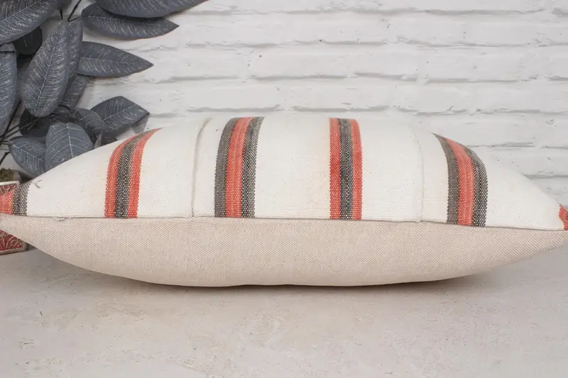 Natural Cushion, Turkish Kilim Pillow, Pillow Case, Throw Kilim Pillow, Decorative Pillow Sham, 16x24 Beige Cushion Cover, Pillow for Couch - 5