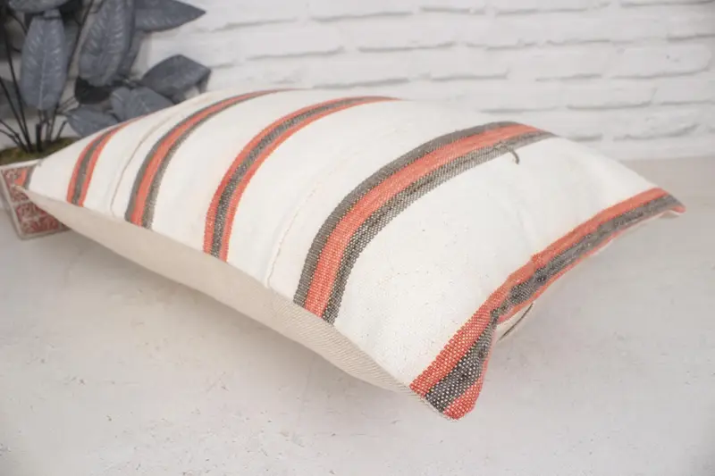 Natural Cushion, Turkish Kilim Pillow, Pillow Case, Throw Kilim Pillow, Decorative Pillow Sham, 16x24 Beige Cushion Cover, Pillow for Couch - 6