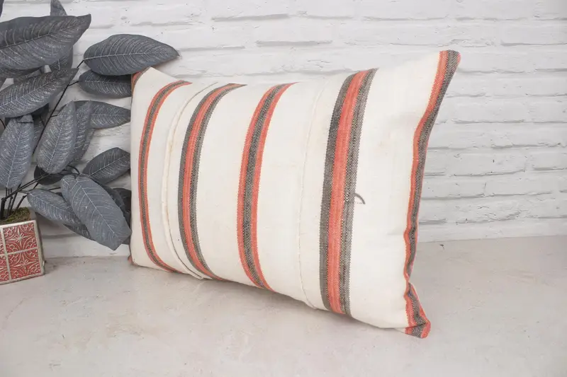 Natural Cushion, Turkish Kilim Pillow, Pillow Case, Throw Kilim Pillow, Decorative Pillow Sham, 16x24 Beige Cushion Cover, Pillow for Couch - 4