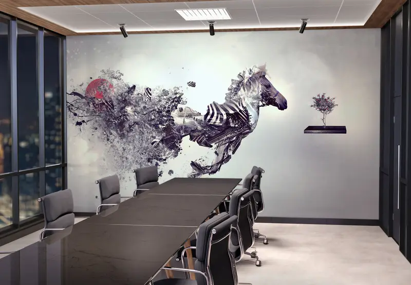 Surrealist Wallpaper,Paper Wall Art ,Bright Wall Paper,Wall Paper Peel and Stick,Animal Wall Print,Zebra Wall Decor, - 6