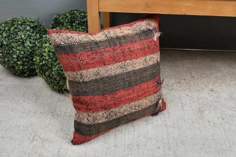 Bed Pillow, 16x16 Red Cushion, Retro Pillow, Handmade Kilim Cushion, Ethnic Pillow Cover Pillow Case, Gift Pillow, Vintage Kilim Pillow, Pillow - 7