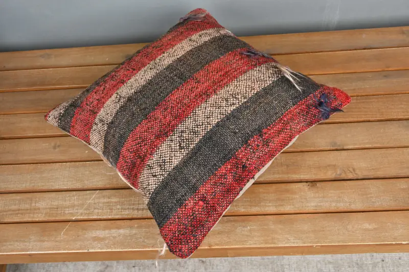 Bed Pillow, 16x16 Red Cushion, Retro Pillow, Handmade Kilim Cushion, Ethnic Pillow Cover Pillow Case, Gift Pillow, Vintage Kilim Pillow, Pillow - 2
