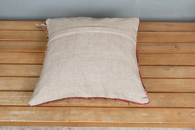 Bed Pillow, 16x16 Red Cushion, Retro Pillow, Handmade Kilim Cushion, Ethnic Pillow Cover Pillow Case, Gift Pillow, Vintage Kilim Pillow, Pillow - 5