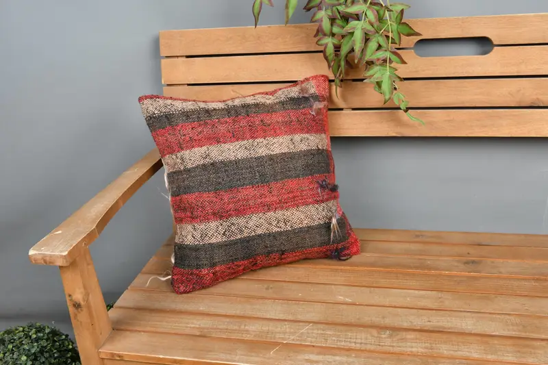 Bed Pillow, 16x16 Red Cushion, Retro Pillow, Handmade Kilim Cushion, Ethnic Pillow Cover Pillow Case, Gift Pillow, Vintage Kilim Pillow, Pillow - 1