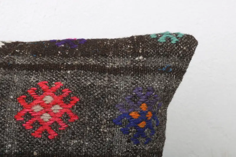 Boho Pillow Sham Cover, Turkish Rugs Pillow, Cushion Case, Gift Pillow, 12x24 Gray Pillow Sham, Throw Kilim Pillow, Authentic Pillow Cover - 5