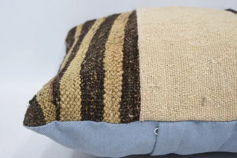 Kilim Rug Pillow Case, 16x16 Beige Pillow, Antique Pillows, Pillow Case, Home Decor Pillow, Indoor Pillow Cover, Interior Designer Pillow - 5