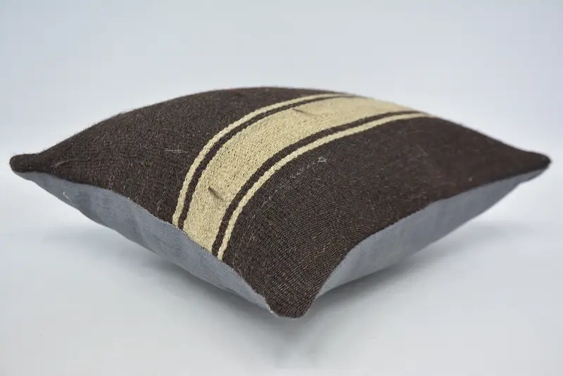 Farmhouse Cushion Case, Kilim Pillow, Gift Pillow, 14x14 Brown Cushion Cover, Indoor Pillow Cover, Ethnical Kilim Rug Pillow, Cushion Cover - 6