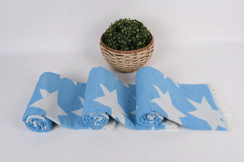 Bridal Shower Gift, 68x36 Cotton Star Design Towel, Absorbent towel, Bath towel, Antibacterial Turkish peshtemal towel, Mother Of The Groom Gift - 8