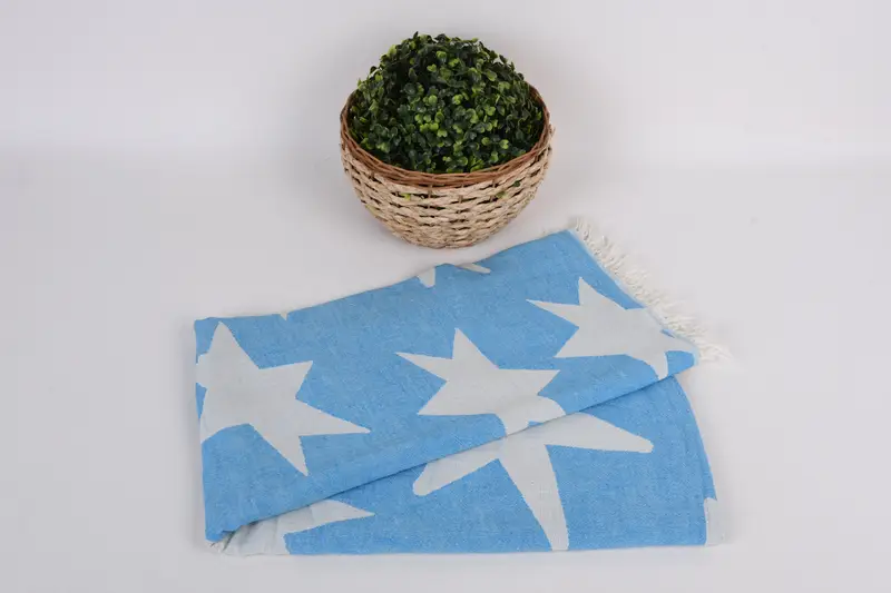 Bridal Shower Gift, 68x36 Cotton Star Design Towel, Absorbent towel, Bath towel, Antibacterial Turkish peshtemal towel, Mother Of The Groom Gift - 4