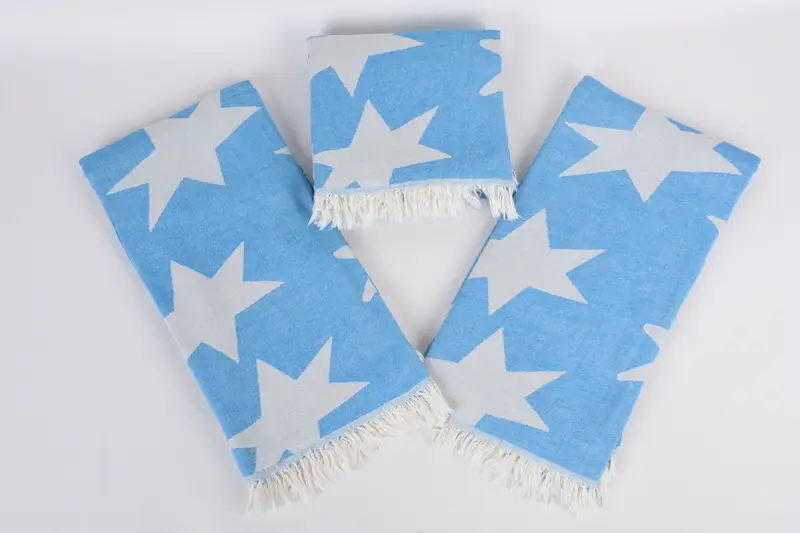 Bridal Shower Gift, 68x36 Cotton Star Design Towel, Absorbent towel, Bath towel, Antibacterial Turkish peshtemal towel, Mother Of The Groom Gift - 6