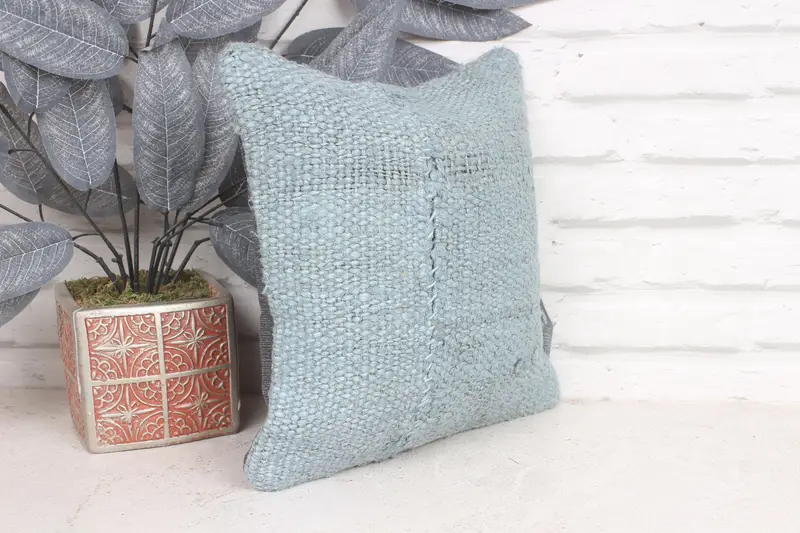Interior Designer Pillow, Vintage Kilim Pillow, Floor Cushion, 12x12 Green Cushion Cover, Retro Throw Cushion Case, Home Decor Pillow, Pillow Sham - 4