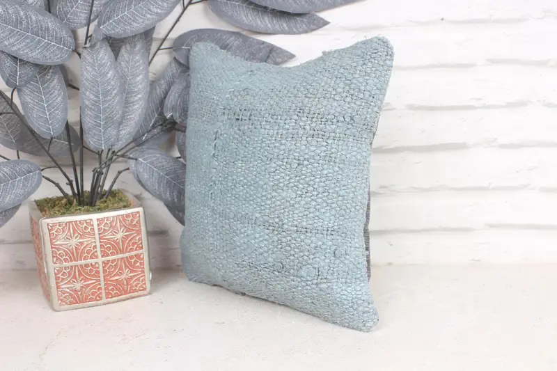 Interior Designer Pillow, Vintage Kilim Pillow, Floor Cushion, 12x12 Green Cushion Cover, Retro Throw Cushion Case, Home Decor Pillow, Pillow Sham - 3