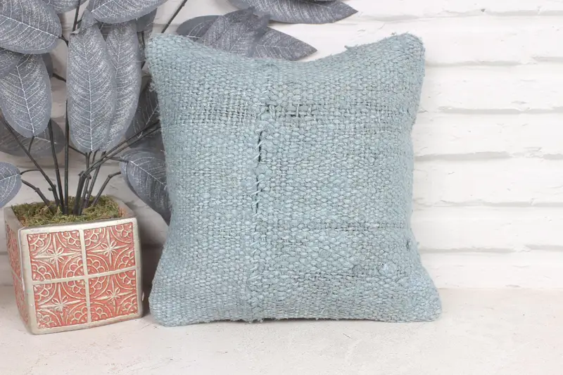 Interior Designer Pillow, Vintage Kilim Pillow, Floor Cushion, 12x12 Green Cushion Cover, Retro Throw Cushion Case, Home Decor Pillow, Pillow Sham - 1