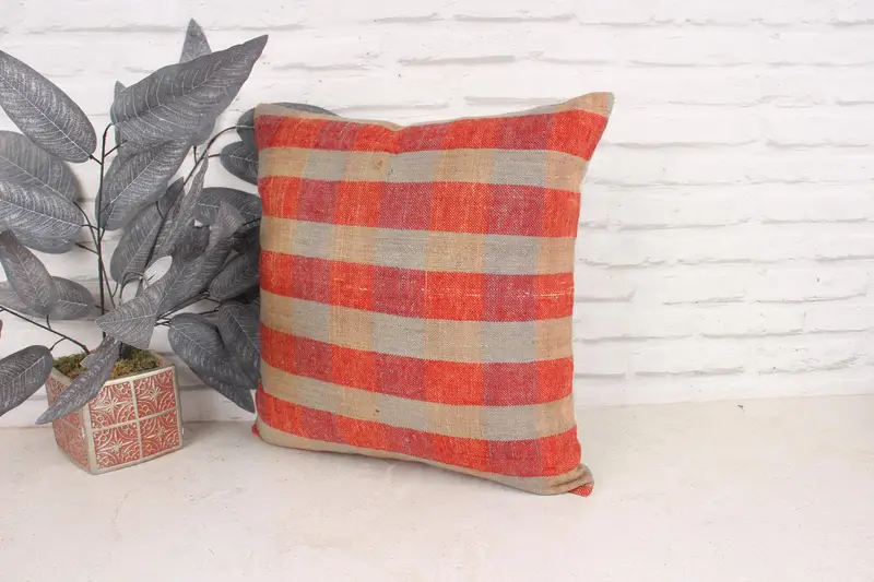 18x18 Red Pillow Sham, Pillow for Sofa, Vintage Kilim Throw Pillow, Boho Pillow Sham Cover, Pillow Case, Office Chair Pillow Case - 4