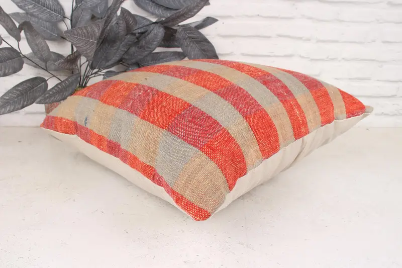 18x18 Red Pillow Sham, Pillow for Sofa, Vintage Kilim Throw Pillow, Boho Pillow Sham Cover, Pillow Case, Office Chair Pillow Case - 6