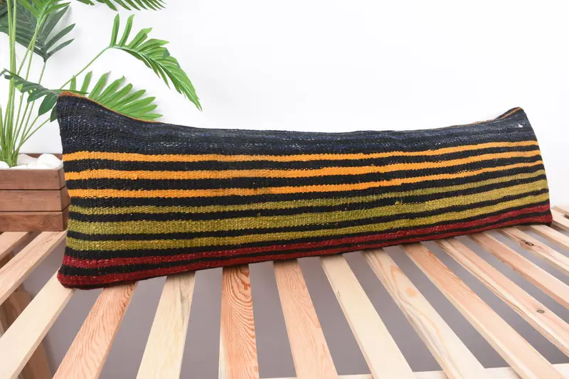 12x43 Orange Pillow Sham, Pillow for Couch, Shabby Chic Pillow Sham, Pillow Case, Natural Pillow, Vintage Pillow, Kilim Cushion Sham - 4