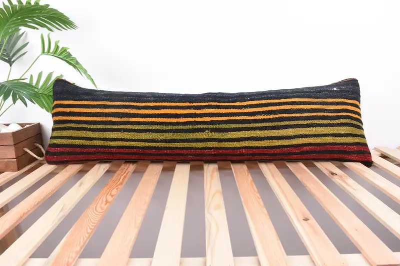 12x43 Orange Pillow Sham, Pillow for Couch, Shabby Chic Pillow Sham, Pillow Case, Natural Pillow, Vintage Pillow, Kilim Cushion Sham - 1