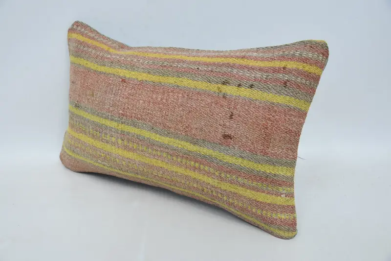 Cushion Cover, Antique Pillows, Pillow for Sofa, Kilim Cushion Sham, 12x20 Pink Cushion, Designer Throw Pillow Sham, Outdoor Patio Pillow Cover - 4