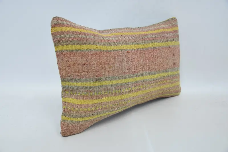 Cushion Cover, Antique Pillows, Pillow for Sofa, Kilim Cushion Sham, 12x20 Pink Cushion, Designer Throw Pillow Sham, Outdoor Patio Pillow Cover - 3